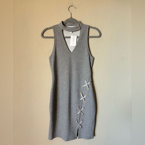 NWT Derek Lam 10 Crosby Mini Grey Dress Bodycon Mock Neck Size S - Picture 4 of 9